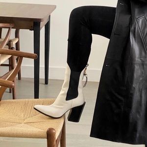 Frame Denim Two-Tone Heeled Boots
